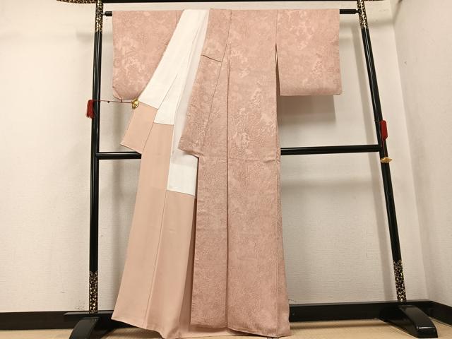 平和屋着物○上質な色無地 花地紋 伽羅色 正絹 逸品 AABK3253ph