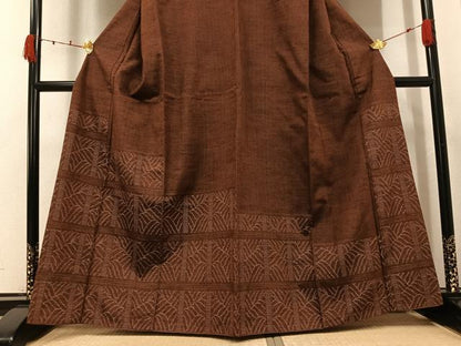 平和屋着物●訪問着　紬地　80亀甲　立波文　正絹　逸品　AABK3254ph