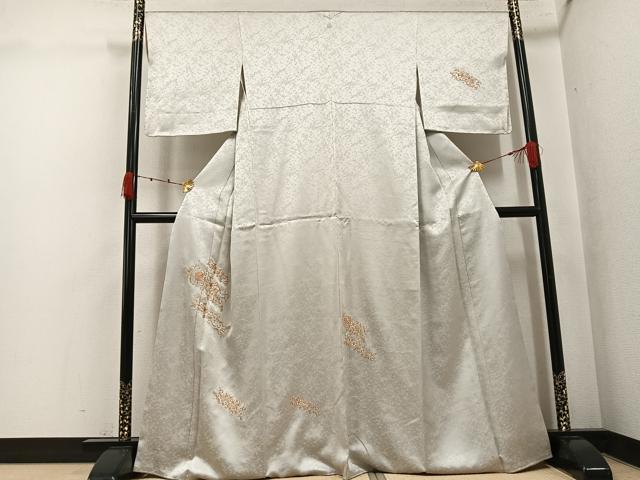 平和屋着物●銀座きしや　訪問着　駒刺繍　花唐草文　金糸　正絹　逸品　AABK3257ph