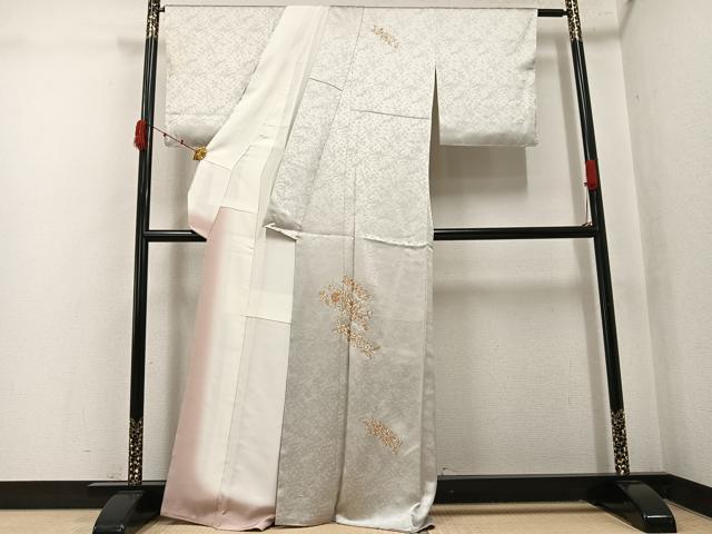平和屋着物●銀座きしや　訪問着　駒刺繍　花唐草文　金糸　正絹　逸品　AABK3257ph
