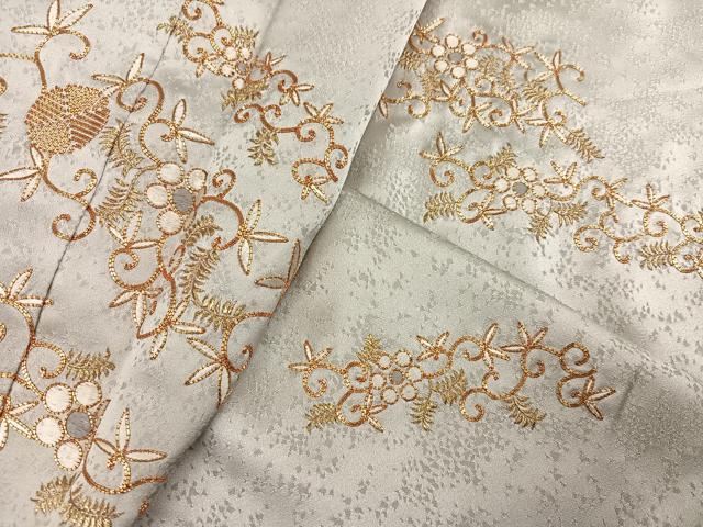 平和屋着物●銀座きしや　訪問着　駒刺繍　花唐草文　金糸　正絹　逸品　AABK3257ph