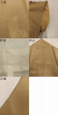 平和屋着物●上質な色無地　能面地紋　榛色　高島屋扱い　正絹　逸品　AABK3262ph
