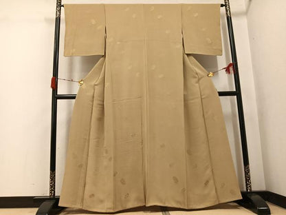 平和屋着物●上質な色無地　能面地紋　榛色　高島屋扱い　正絹　逸品　AABK3262ph