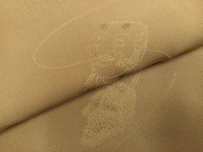 平和屋着物●上質な色無地　能面地紋　榛色　高島屋扱い　正絹　逸品　AABK3262ph
