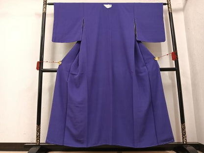 平和屋着物●上質な色無地　深紫色　正絹　逸品　未使用　AABK3264ph
