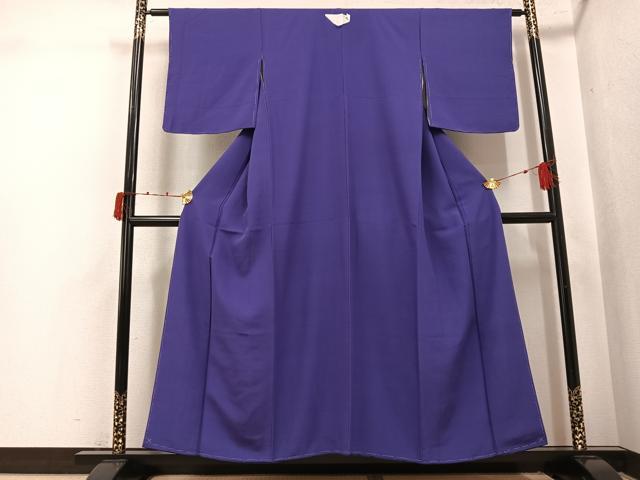 平和屋着物●上質な色無地　深紫色　正絹　逸品　未使用　AABK3264ph
