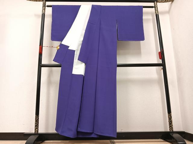 平和屋着物●上質な色無地　深紫色　正絹　逸品　未使用　AABK3264ph