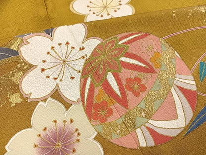 平和屋着物●豪華振袖　駒刺繍　折り鶴　糸巻花文　暈し染め　金彩　正絹　逸品　AABK3265ph