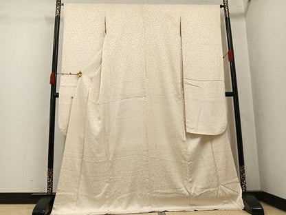 平和屋着物●掛下　打掛　和装　婚礼　花嫁　結婚式　神社挙式　霞花地紋　鳥の子色　正絹　逸品　AABK3266ph