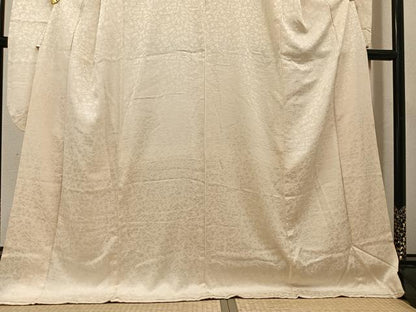 平和屋着物●掛下　打掛　和装　婚礼　花嫁　結婚式　神社挙式　霞花地紋　鳥の子色　正絹　逸品　AABK3266ph
