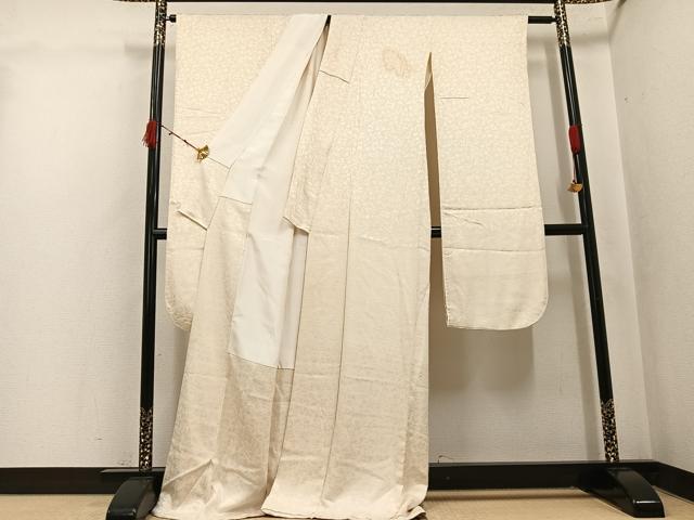 平和屋着物●掛下　打掛　和装　婚礼　花嫁　結婚式　神社挙式　霞花地紋　鳥の子色　正絹　逸品　AABK3266ph