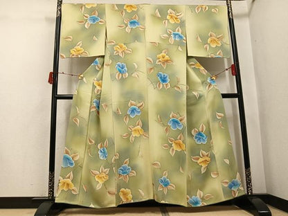 平和屋着物●上質な小紋　枝花文　暈し染め　正絹　逸品　AABK3268ph