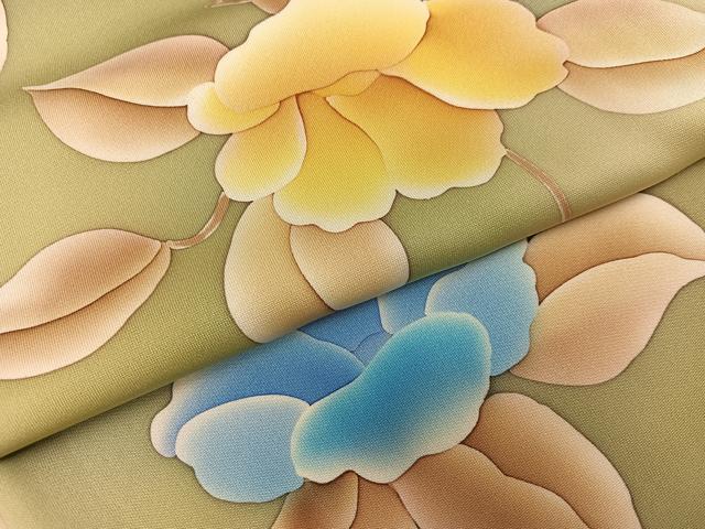 平和屋着物●上質な小紋　枝花文　暈し染め　正絹　逸品　AABK3268ph
