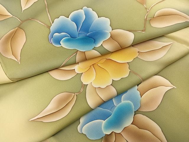 平和屋着物●上質な小紋　枝花文　暈し染め　正絹　逸品　AABK3268ph