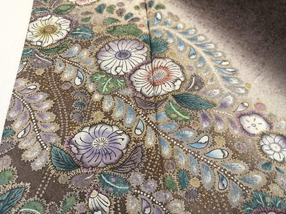 平和屋着物●訪問着　辻が花　暈し染め　金彩　銀通し地　正絹　逸品　AABK3269ph