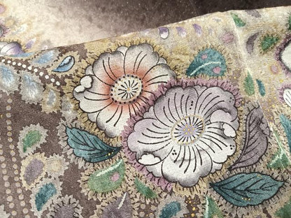 平和屋着物●訪問着　辻が花　暈し染め　金彩　銀通し地　正絹　逸品　AABK3269ph