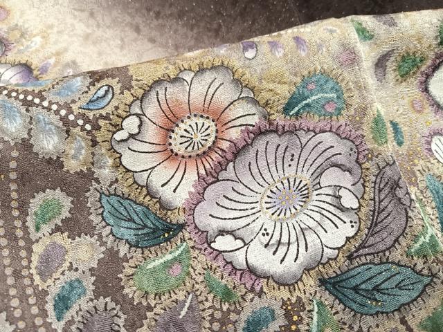 平和屋着物●訪問着　辻が花　暈し染め　金彩　銀通し地　正絹　逸品　AABK3269ph