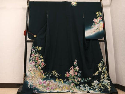 平和屋着物●訪問着　草花文　暈し染め　正絹　逸品　AABK3271ph