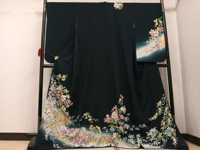 平和屋着物●訪問着　草花文　暈し染め　正絹　逸品　AABK3271ph