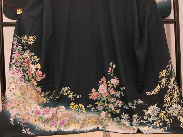 平和屋着物●訪問着　草花文　暈し染め　正絹　逸品　AABK3271ph
