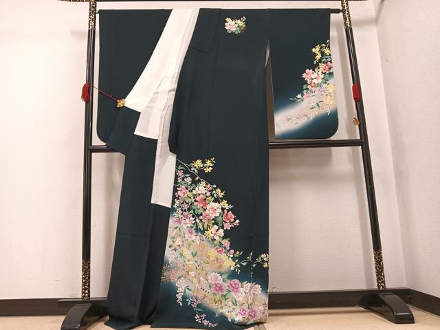 平和屋着物●訪問着　草花文　暈し染め　正絹　逸品　AABK3271ph