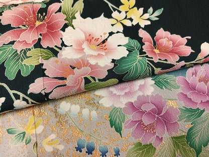 平和屋着物●訪問着　草花文　暈し染め　正絹　逸品　AABK3271ph