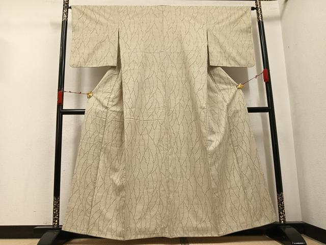 平和屋着物●上質な紬　刺繍　刺し子　雪輪文　正絹　逸品　AABK3288ph