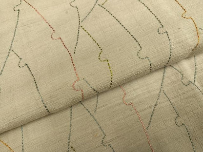 平和屋着物●上質な紬　刺繍　刺し子　雪輪文　正絹　逸品　AABK3288ph