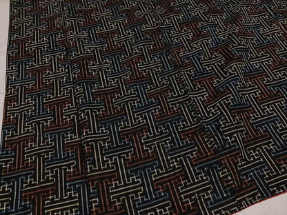 平和屋着物●上質な紬　秋名バラ柄　黒地　正絹　逸品　AABK3289ph