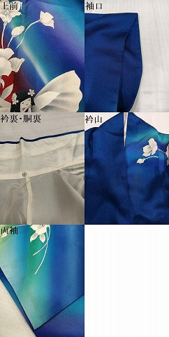 平和屋着物●絵本作家　永田萌　振袖　女人花文　暈し染め　ラメ　正絹　逸品　AABK3290ph