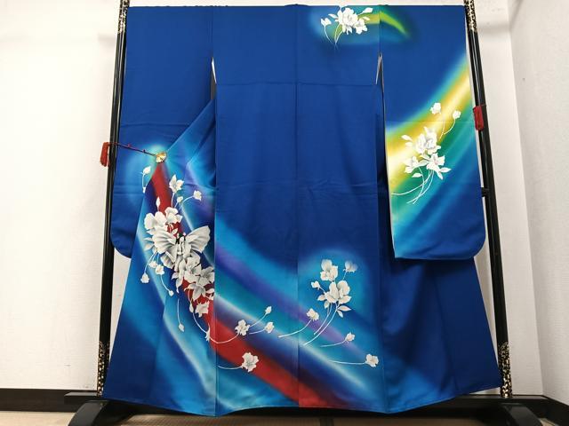 平和屋着物●絵本作家　永田萌　振袖　女人花文　暈し染め　ラメ　正絹　逸品　AABK3290ph