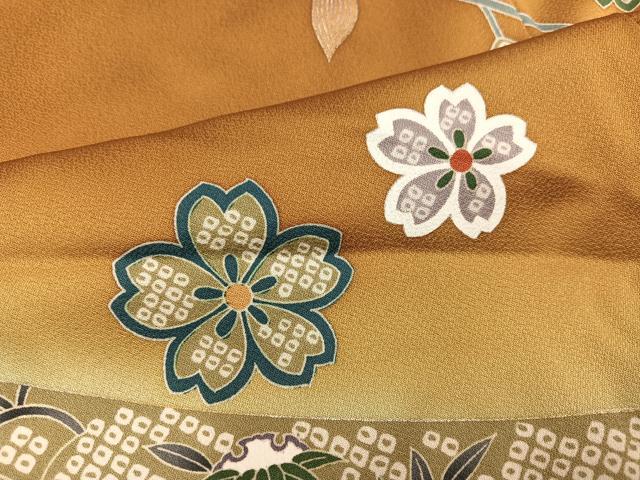 平和屋着物●訪問着　駒刺繍　枝花文　暈し染め　金彩　正絹　逸品　AABK3292ph