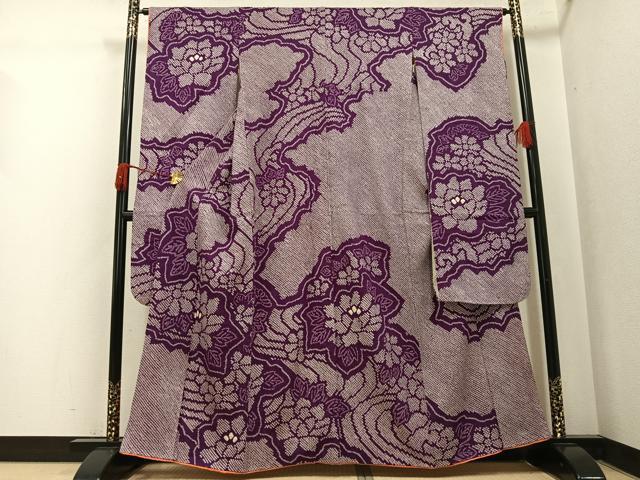 平和屋着物●豪華振袖　総絞り　草花文　正絹　逸品　AABK3293ph