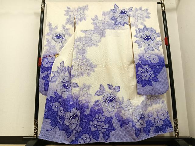 平和屋着物●豪華振袖　総絞り　草花文　暈し染め　正絹　逸品　AABK3294ph