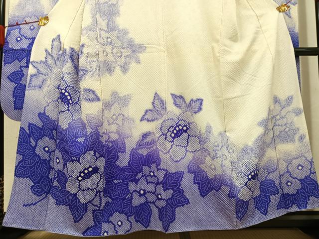 平和屋着物●豪華振袖　総絞り　草花文　暈し染め　正絹　逸品　AABK3294ph