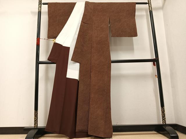 平和屋着物●和染紅型　栗山紅型　栗山吉三郎　小紋　丸文　正絹　逸品　AABK3295ph