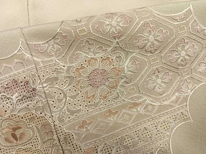 平和屋着物●豪華色留袖　総刺繍　中国三大刺繍　汕頭刺繍　スワトウ刺繍　花尽くし　正絹　逸品　AABK3298ph