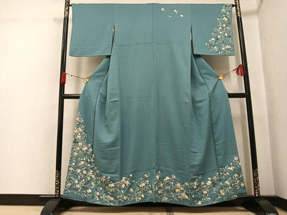 平和屋着物●訪問着　中国三大刺繍　相良刺繍　枝花文　正絹　逸品　AABK3299ph