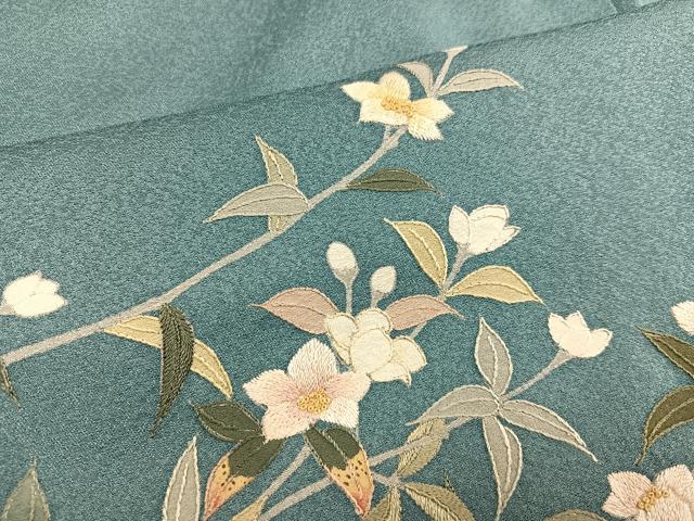 平和屋着物●訪問着　中国三大刺繍　相良刺繍　枝花文　正絹　逸品　AABK3299ph