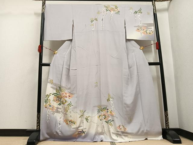 平和屋着物●訪問着　地紙花文　暈し染め　金彩　正絹　逸品　AABK3301ph