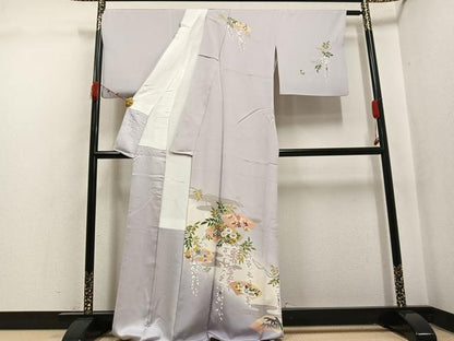平和屋着物●訪問着　地紙花文　暈し染め　金彩　正絹　逸品　AABK3301ph