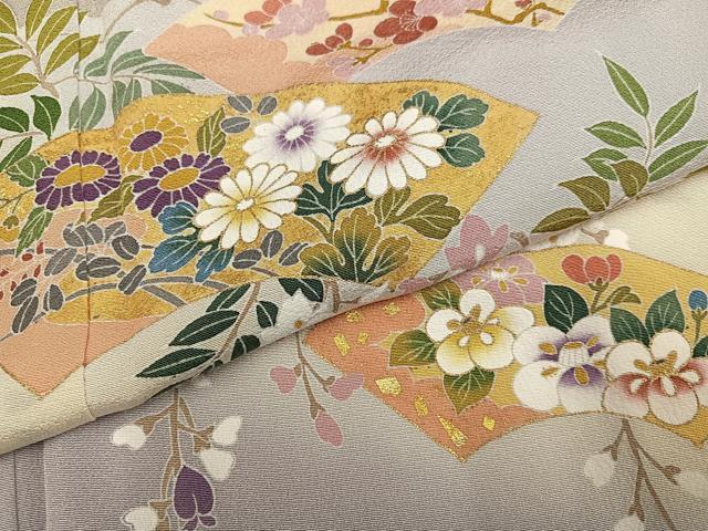 平和屋着物●訪問着　地紙花文　暈し染め　金彩　正絹　逸品　AABK3301ph