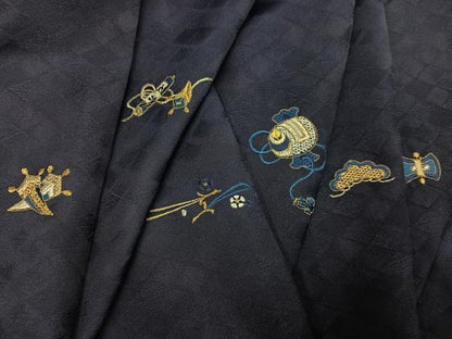 平和屋着物●訪問着　総刺繍　宝尽くし　金糸　正絹　逸品　未使用　AABK3302ph