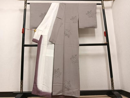 平和屋着物●上質な小紋　橘　金彩　正絹　逸品　未使用　AABK3303ph