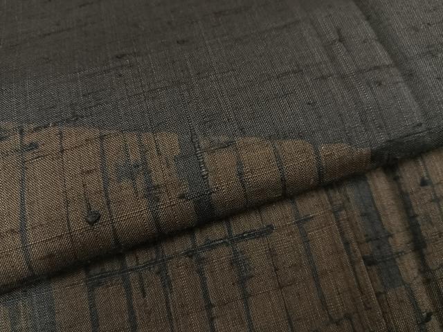 平和屋着物●訪問着　紬地　幾何学文様　黒地　正絹　逸品　AABK3304ph