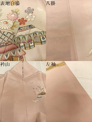 平和屋着物●訪問着　作家物　松竹梅風景文　暈し染め　金彩　正絹　逸品　AABK3306ph