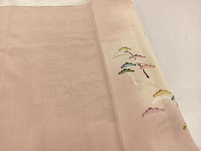 平和屋着物●訪問着　作家物　松竹梅風景文　暈し染め　金彩　正絹　逸品　AABK3306ph