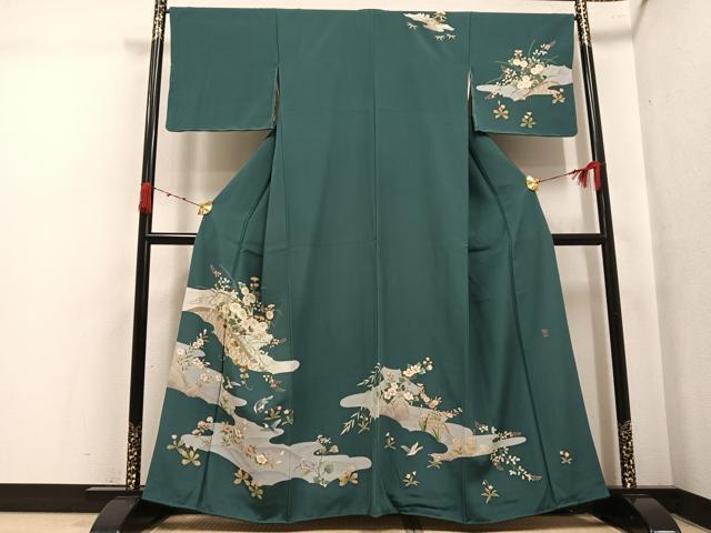 平和屋着物●友禅作家　北川聖水　訪問着　花鳥文　正絹　逸品　AABK3308ph