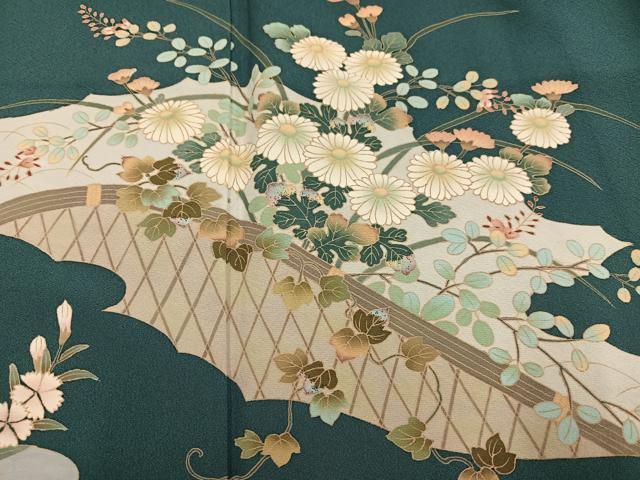 平和屋着物●友禅作家　北川聖水　訪問着　花鳥文　正絹　逸品　AABK3308ph