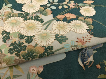 平和屋着物●友禅作家　北川聖水　訪問着　花鳥文　正絹　逸品　AABK3308ph